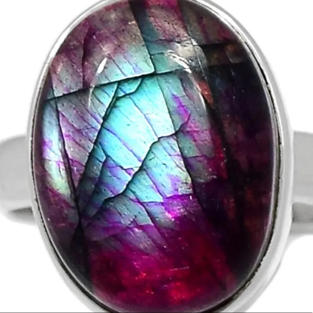 Labradorite sterling silver size 6 rings - Picture 4 of 4
